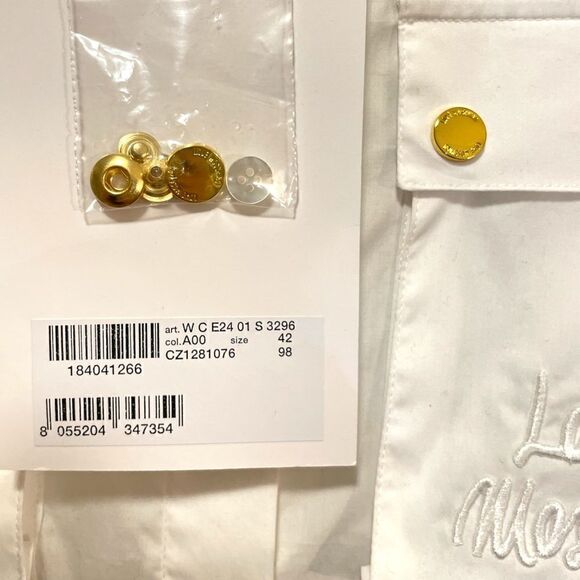 MOSCHINO LOVE EMBROIDERED BREAST-POCKET SAHARAN SHIRT | SIZE: F8 USA6 IT42 | - Picture 8 of 15